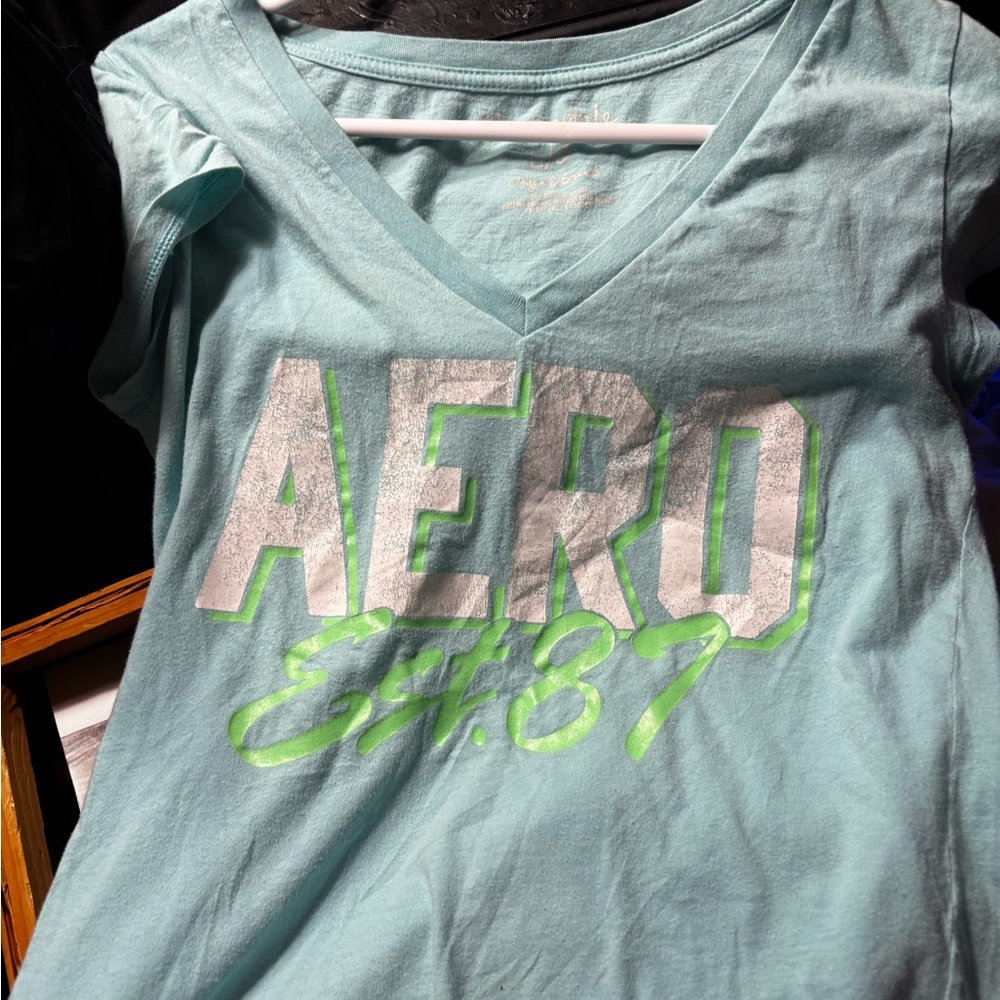 Aero Women's Light Blue V-Neck Tee